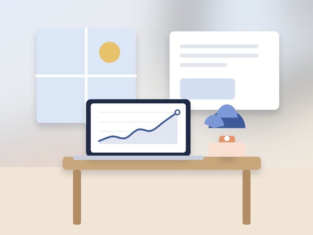 Illustration of a marketer’s desk